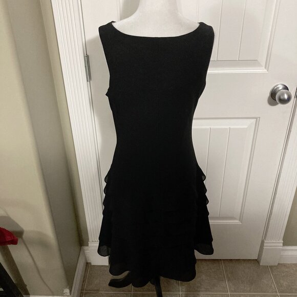 JOSEPH RIBKOFF Black sleeveless cowl neck tiered a-line dress ~ SMALL goth dress - Picture 15 of 15